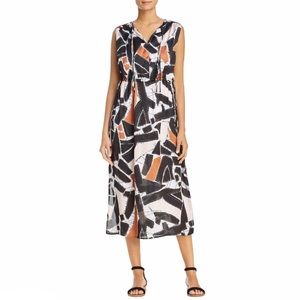 Kenneth Cole Abstract Geometric Print Shirttail Sleeveless Midi Dress Size XS